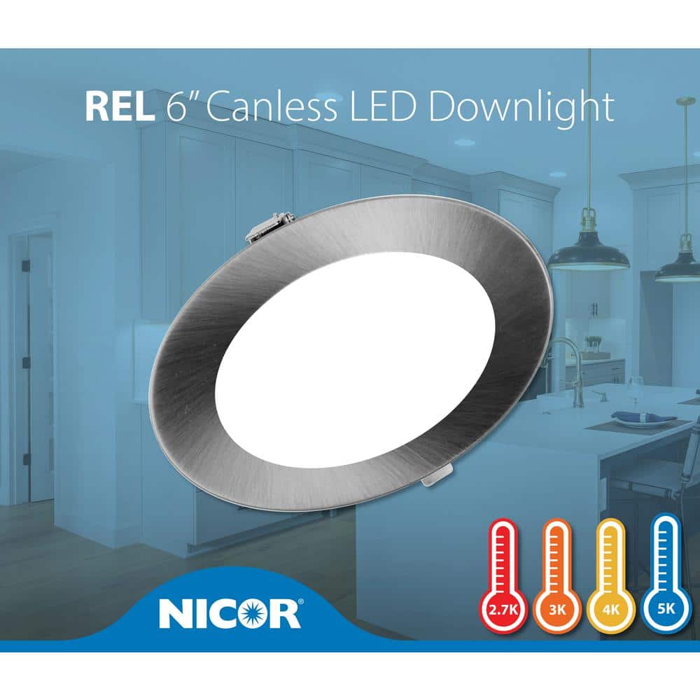 6'' Nickel Round Dimmable LED Recessed Downlight Kit