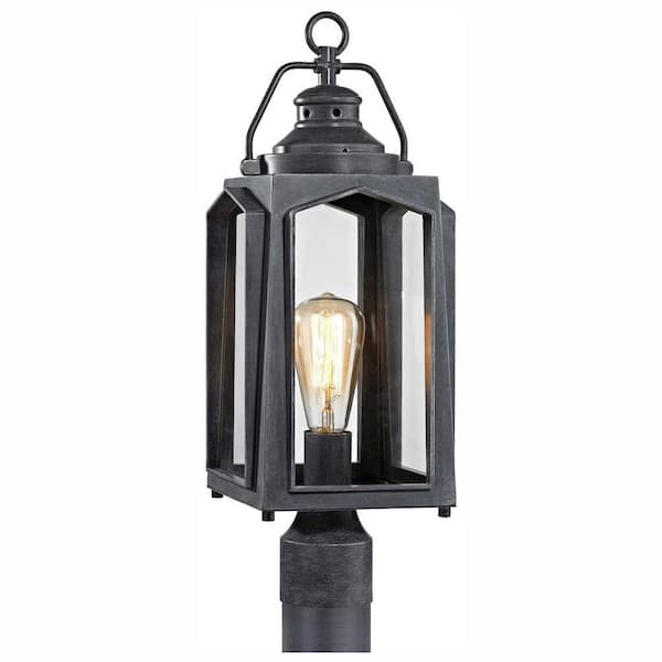 Home Decorators Collection 1-Light Charred Iron Outdoor Post Mount Lantern