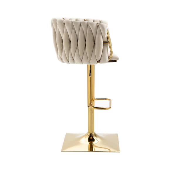 HOMEFUN 41 in. Ivory Velvet Seat High Back Metal Frame