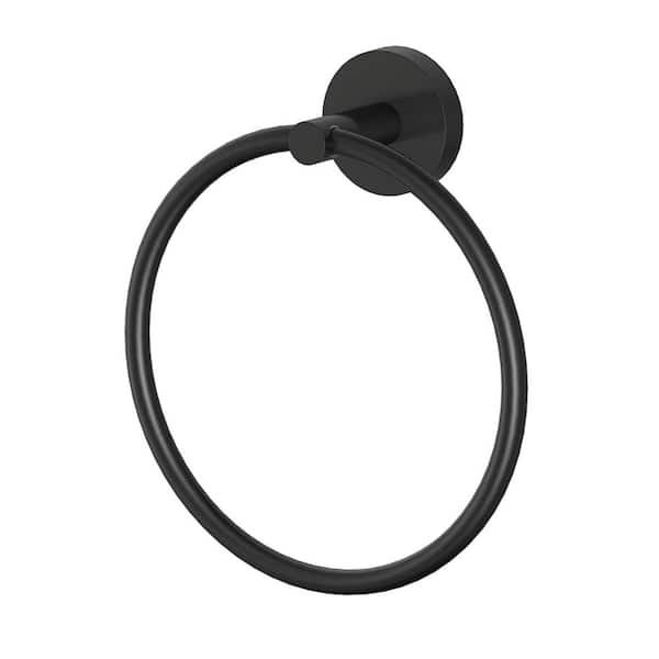 Glacier Bay Cartway Modern Wall Mounted Towel Ring in Matte Black Finish