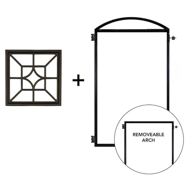 NUVO IRON EZ Install 8-Standard Fence Board Arched Pro Gate Frame with One 15 in. x 15 in. Square Diamond Insert