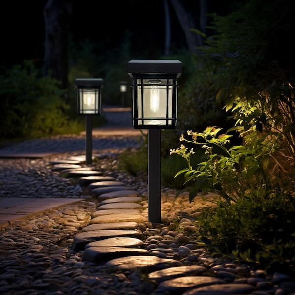 Monteaux Lighting Bel Air Black LED Outdoor Solar Pathway Light with Clear Glass