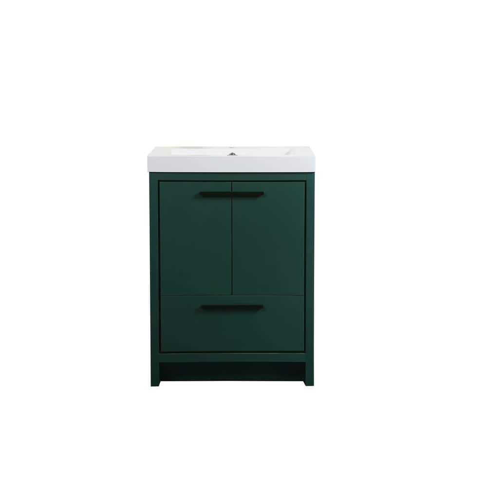 Simply Living 24 in. Single Bathroom Vanity in Green with Resin Vanity Top 