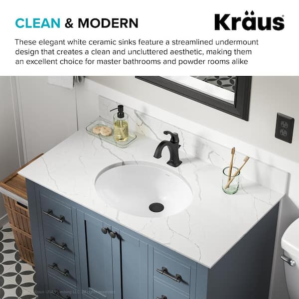Elavo 19.3 in. Oval Undermount Bathroom Sink in White Vitreous China with Overflow Drain