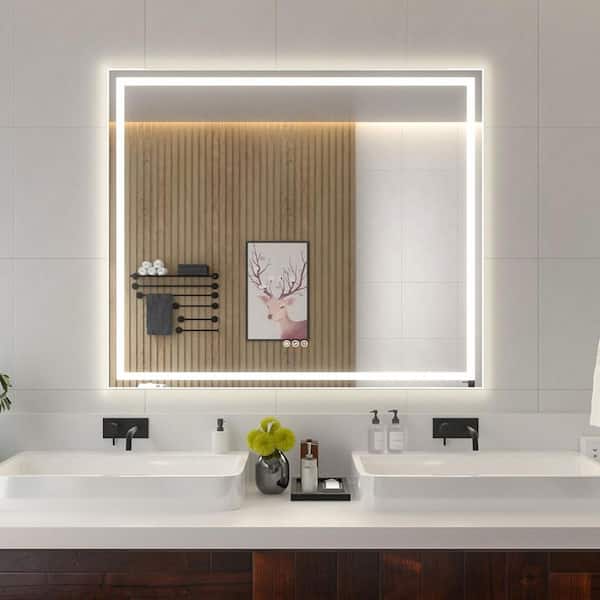 niveal 42 in. W x 36 in. H Rectangular Frameless LED Wall Bathroom Vanity Mirror