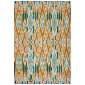 Legata Collection Gold 5'3" x 7'3" Rectangle Residential Indoor-Outdoor Area Rug