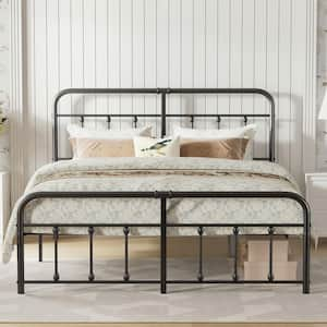 King Size Bed Frame w/ Headboard, Heavy Duty Platform Bed Frame, No Box Spring Needed, Under Bed Storage Space, 76.7in.W