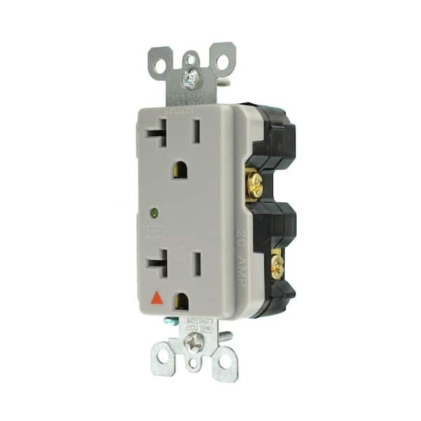 Decora Plus 20 Amp 125 V Surge Protective Isolated Ground Duplex Outlet/Receptacle, Gray (1-Pack) 5380-IGG