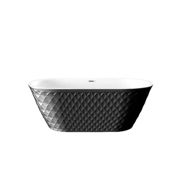 67 in. x 31 in. Acrylic Freestanding Soaking Bathtub in Glossy Black