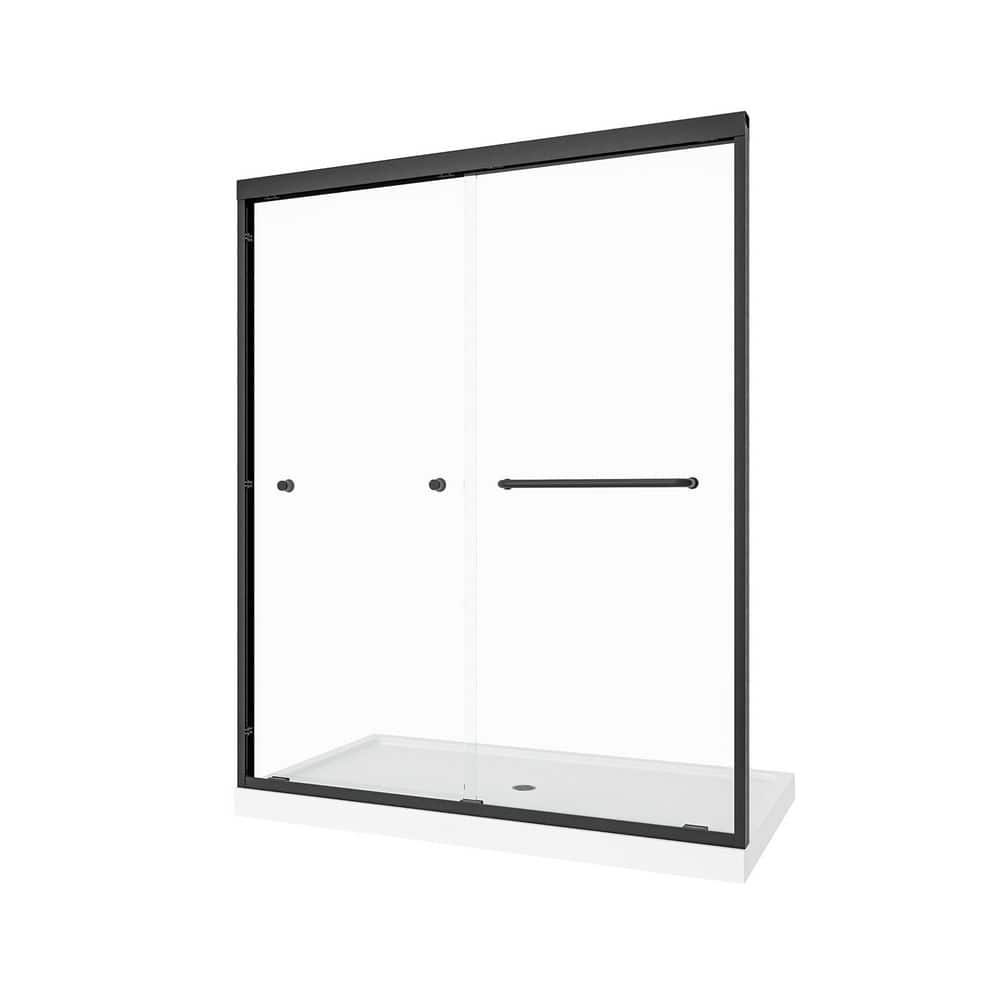 60 in. W x 72 in. H Double Sliding Framed Shower Door in Matte Black Finish with Clear Tempered Glass price history on PriceWatchPro