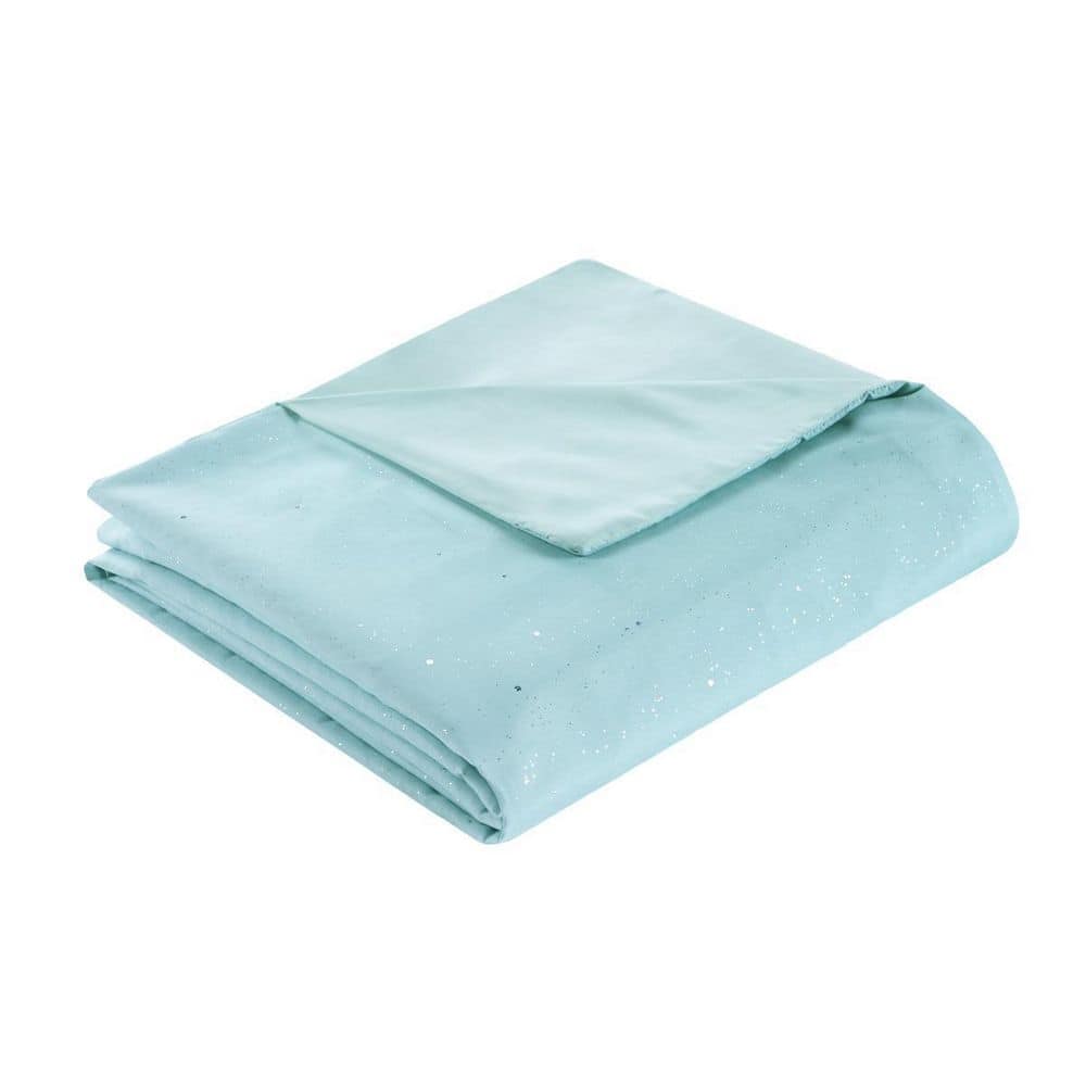 Full/Queen Aqua and Pastel Purple Ombre Glitter Duvet Cover Set