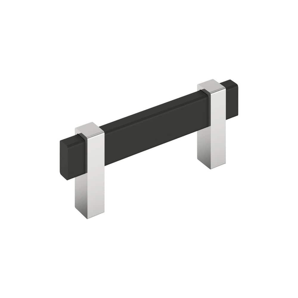 Mulino 3 in. (76mm) Center-to-Center Modern Matte Black/Polished Chrome Bar Cabinet Pull price history on PriceWatchPro