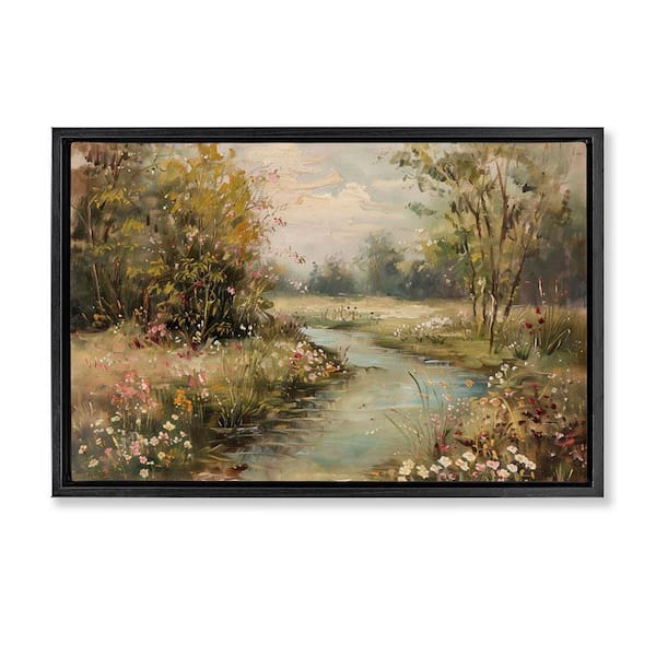 Spring Stream Landscape by LSR Design Studio Black Floater Frame Nature Graphic Art Print 21 in. x 31 in.