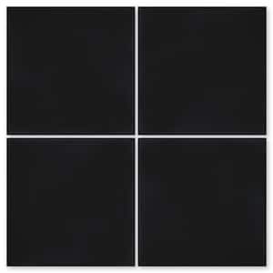 Solid Square Black/Matte 8 in. x 8 in. Cement Handmade Floor and Wall Tile (Box of 8/3.45 sq. ft.)