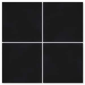 Solid Square Black 8 in. x 8 in. Cement Handmade Tile Sample