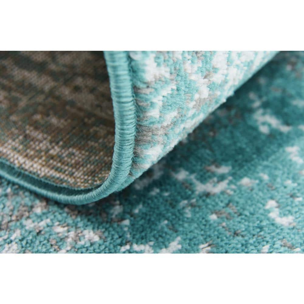 Turquoise Rectangular Stain-Resistant Polypropylene Area Rug 9' x 12'