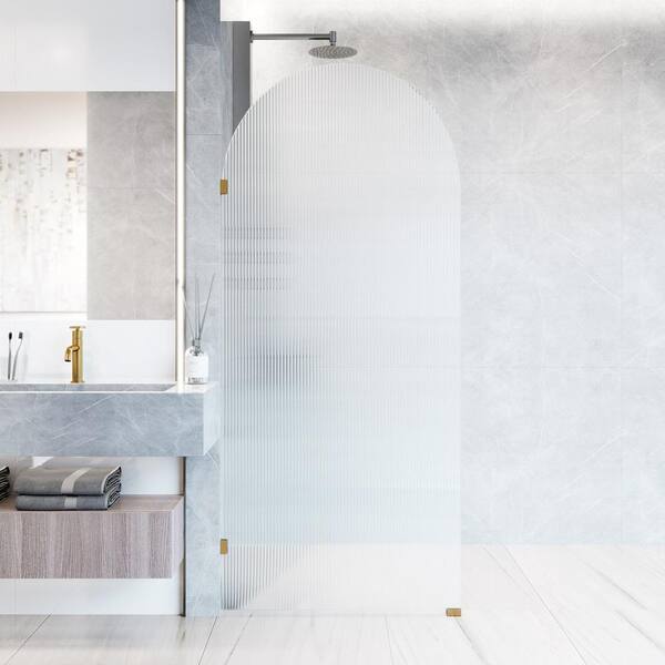 VIGO Arden 34 in. W x 78 in. H Frameless Fixed Shower Screen Door in