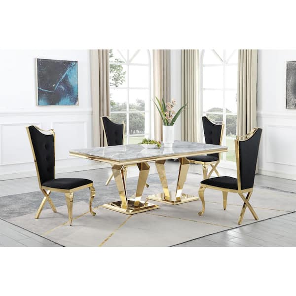 Best Master Furniture Crownie Gold Faux Marble 79 L Double