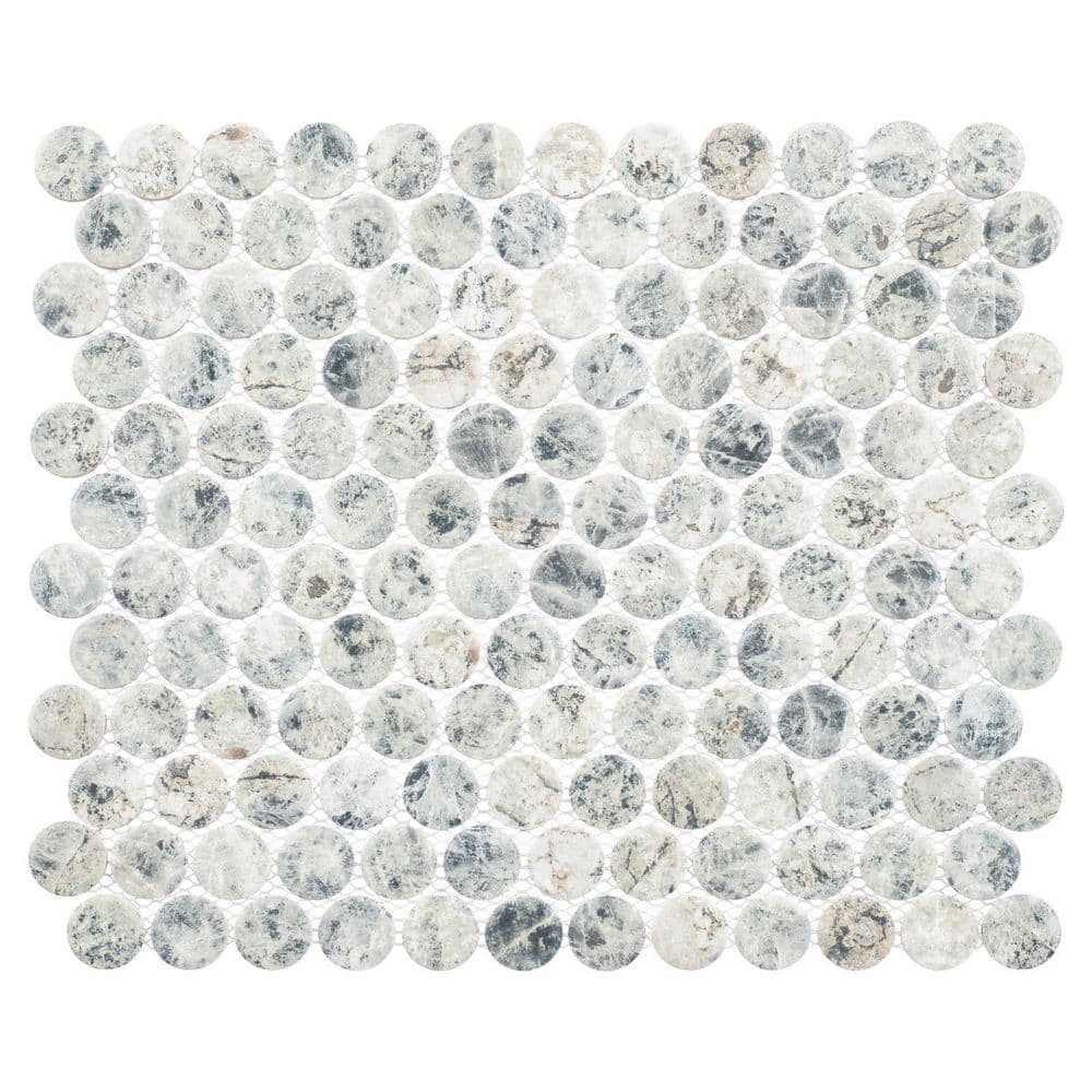 Estavo Barla Grey 3/4 in. x 3/4 in. Penny Round Matte Porcelain Floor and W