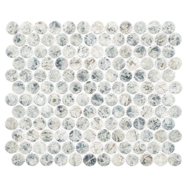 ANDOVA Estavo Barla Grey 3/4 in. x 3/4 in. Penny Round Matte Porcelain Floor and Wall Mosaic Tile (9.5 sq. ft./Case)
