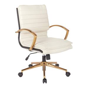 Baldwin Cream Faux Leather Chair with Gold Arms and Base
