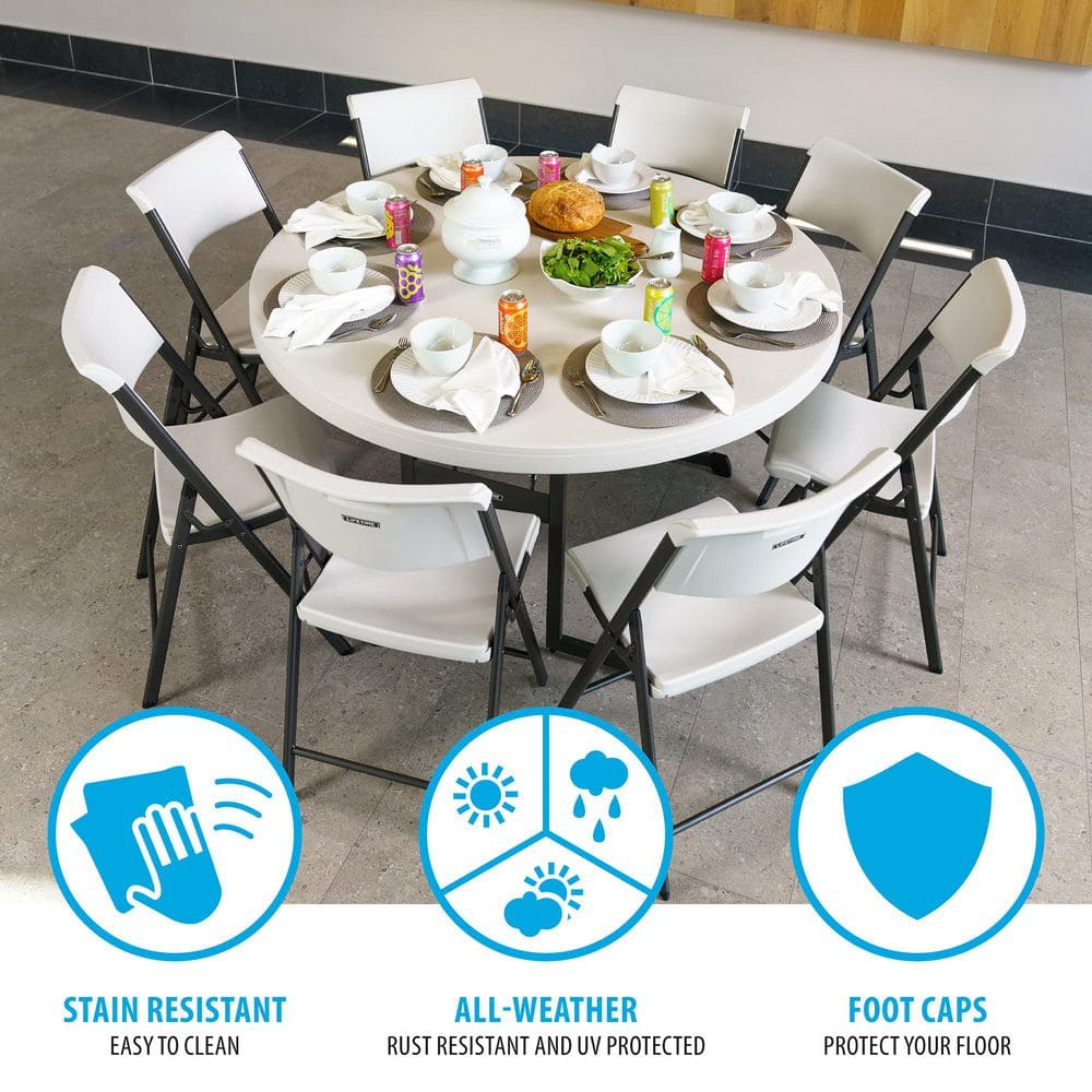Lifetime 60 Inch Round Folding Banquet Table in Almond