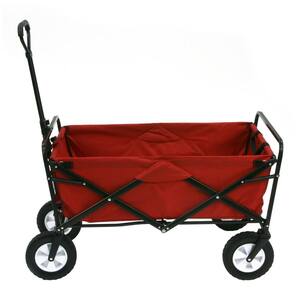 Collapsible Folding Steel Frame Outdoor Garden Camping Wagon, Red