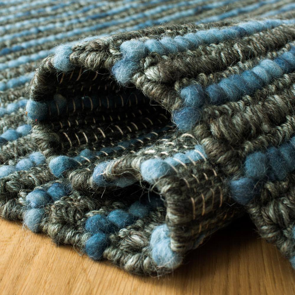 Hand-knotted Dark Blue and Multicolor Wool Runner Rug