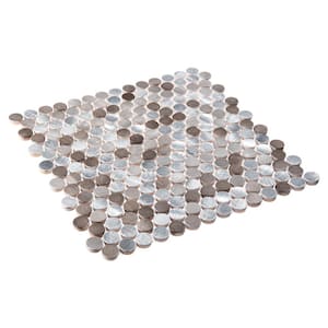 Orb Limelight Silver/Gold/Gray 11-4/5 in. x 11-4/5 in. Penny Round Smooth Metal Mosaic Wall Tile (4.85 sq. ft./Case)