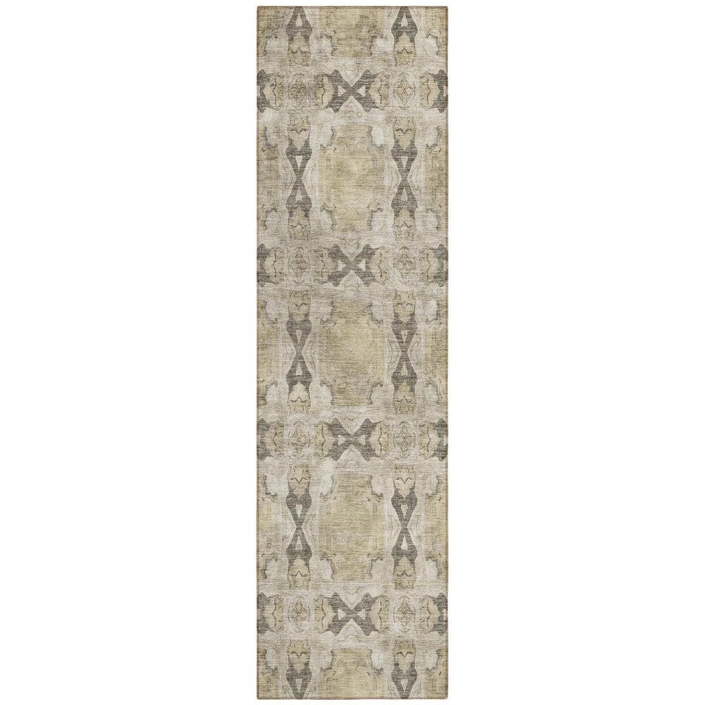 Beige and Gray 2 ft. x 8 ft. Woven Floral;Medallion Runner Indoor/Outdoor Area Rug price history on PriceWatchPro