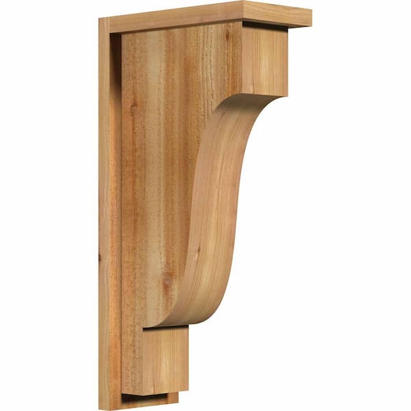 Ekena Millwork 6 in. x 12 in. x 24 in. Western Red Cedar Newport Rough Sawn Corbel with Backplate