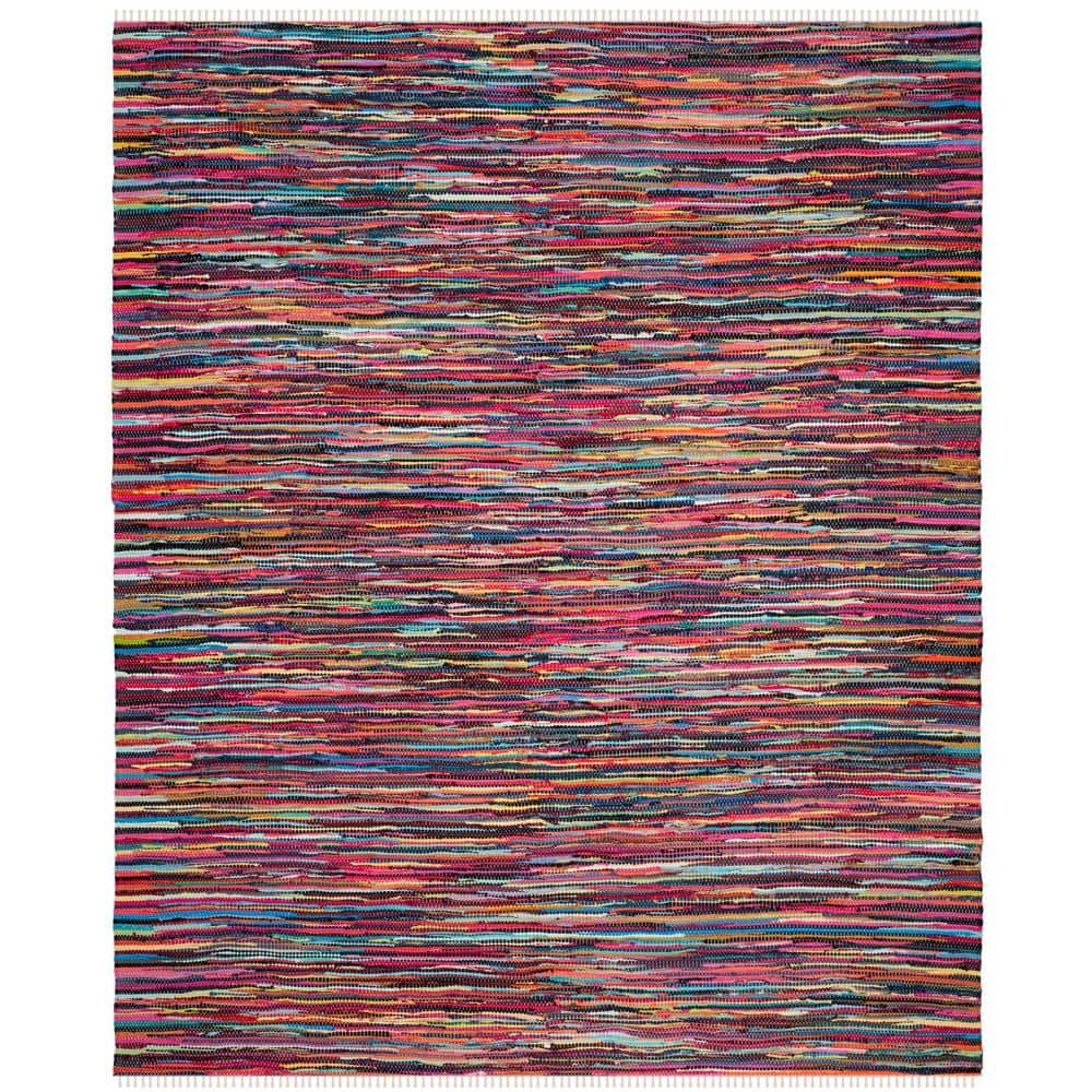 Handmade Boho Stripe Cotton Area Rug, 8' x 10', Multicolor