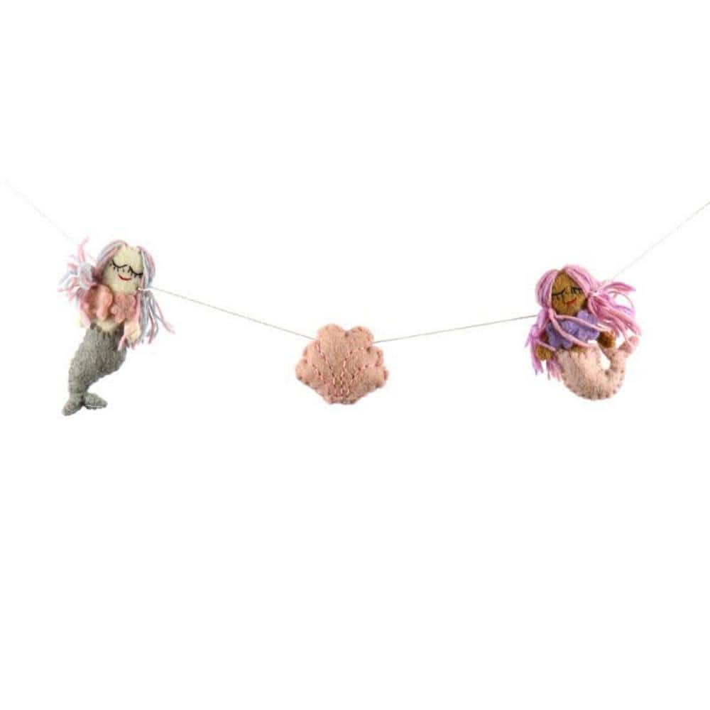 Handmade Pink and Green Mermaid Felt Garland