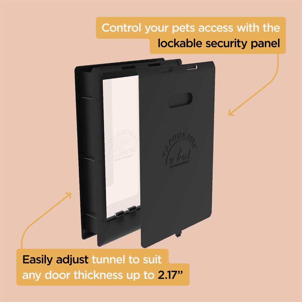 Large Black Plastic Pet Door with Magnetic Lock