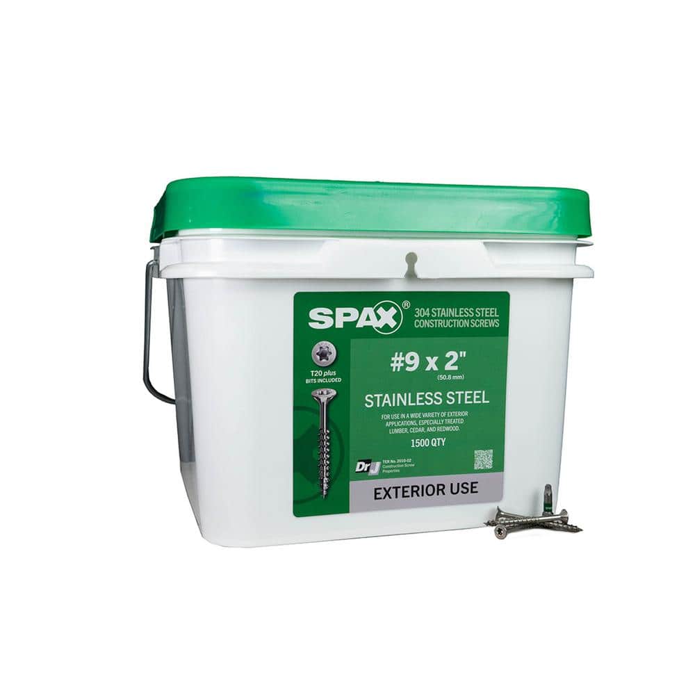"#9 x2 in. Exterior Flat Head Stainless Steel Wood Deck Screws Construction TorxT-Star Plus(1500 Each) Bulk Bit Included" price history on PriceWatchPro