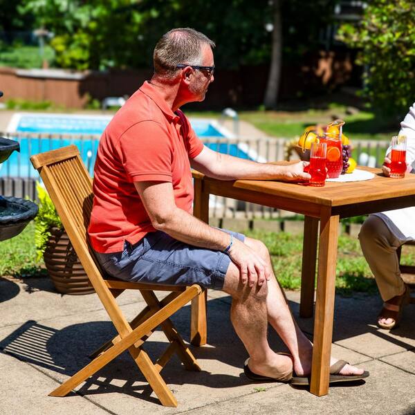 Sunnydaze Hyannis Folding Teak Outdoor Patio Chair with Slat Sunnydaze Hyannis Folding Teak Outdoor Patio Chair with Slat