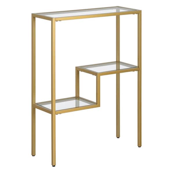 Lovett 22 in. Brass Rectangular Glass Console Table
