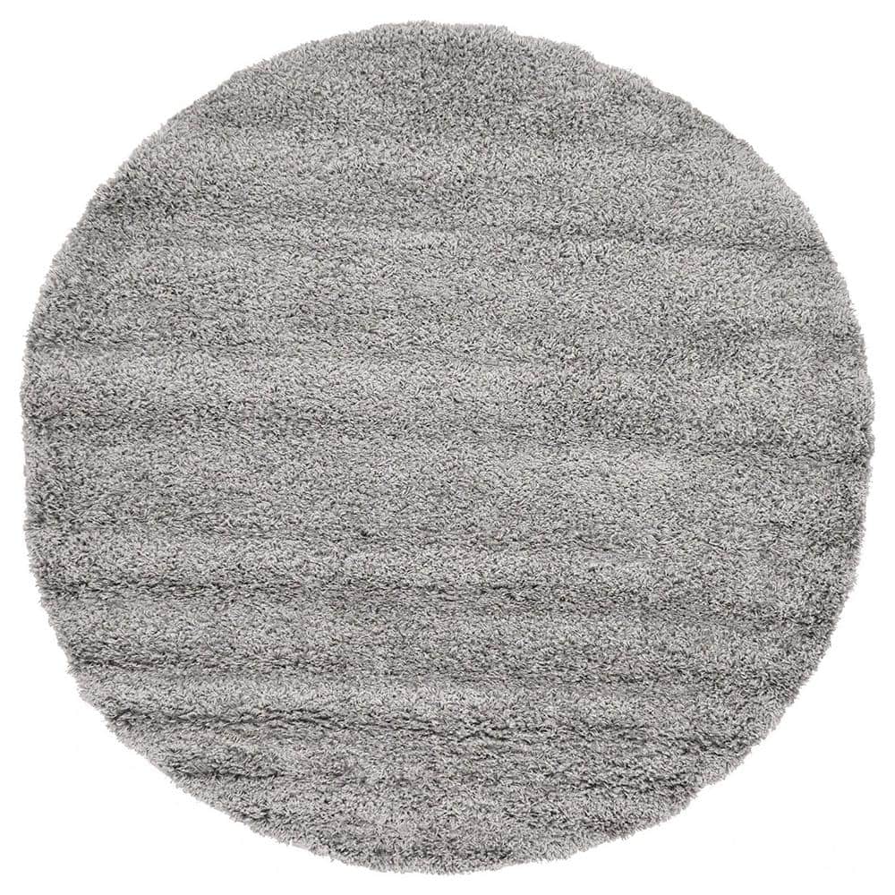 Gray ​Polypropylene 6 ft. x 6 ft. Solid Color Indoor Round Area Rug