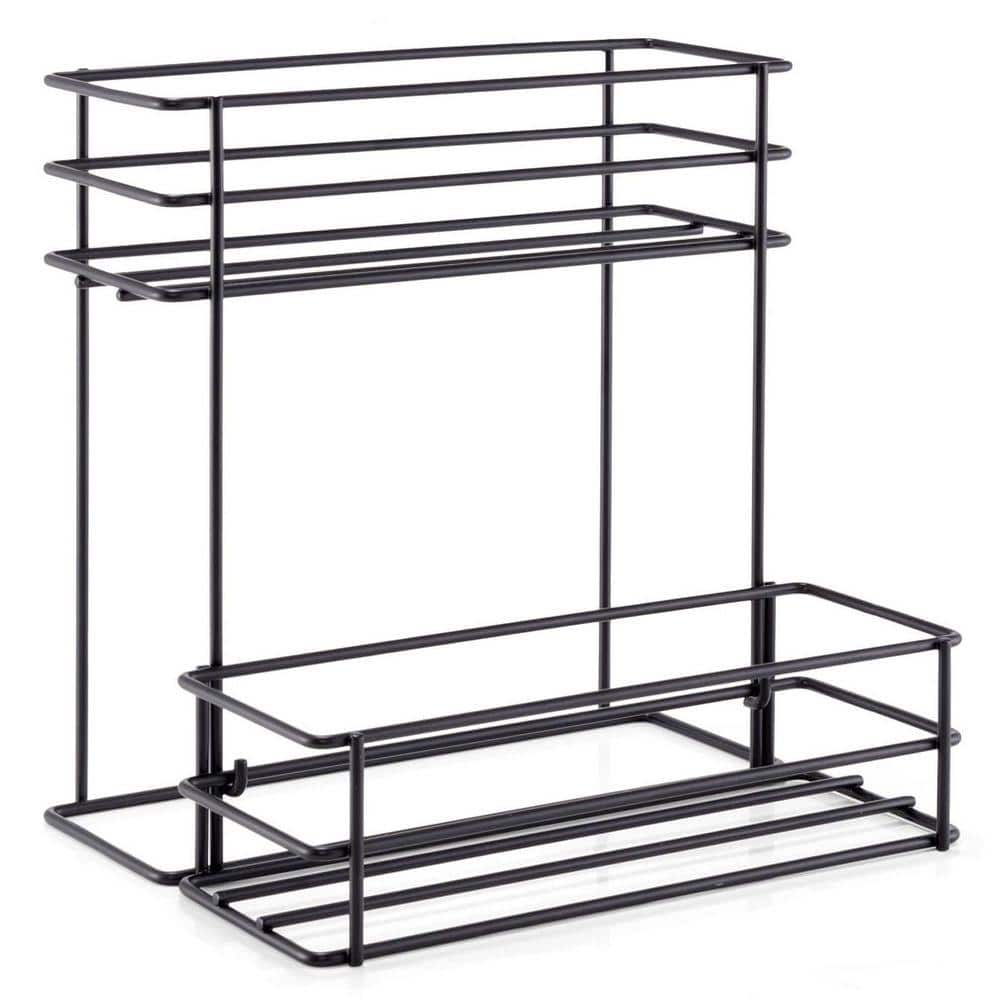 JFVKAF 6 Bottle Black Metal Coffee Syrup Organizer Rack Kitchen Bar ...