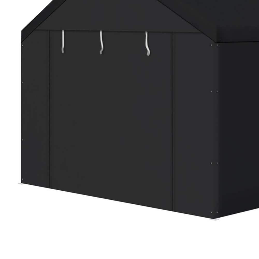 Black 10x20 Vinyl Peak Roof Carport Canopy with Sidewalls