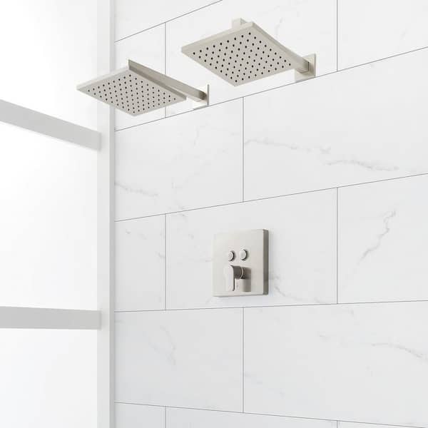 SIGNATURE HARDWARE Hibiscus Single Handle 1-Spray Shower Faucet 1.8 GPM with Pressure Balanced in. Brushed Nickel