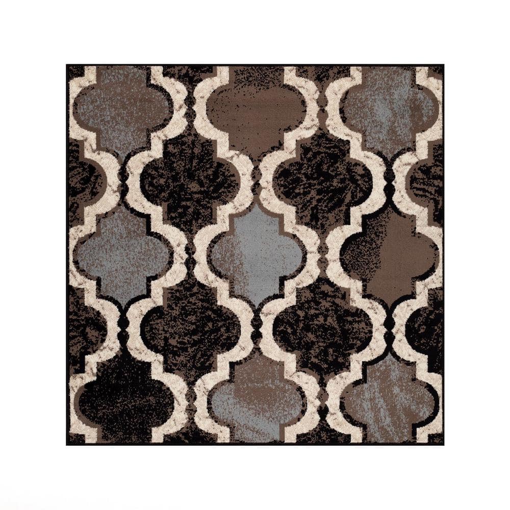 Superior Viking Trellis Indoor Large Area Rug, 8' x 8' Square, Chocolate
