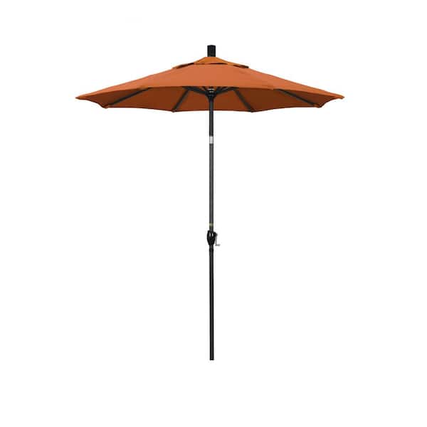 California Umbrella 6 ft. Stone Black Aluminum Market Patio Umbrella with Crank and Tilt in Tuscan Sunbrella