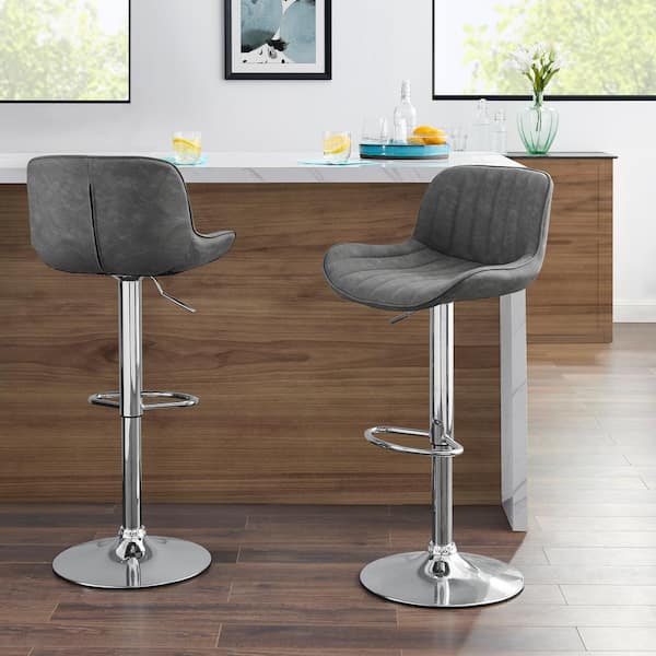 living accents gray steel modern bar stool