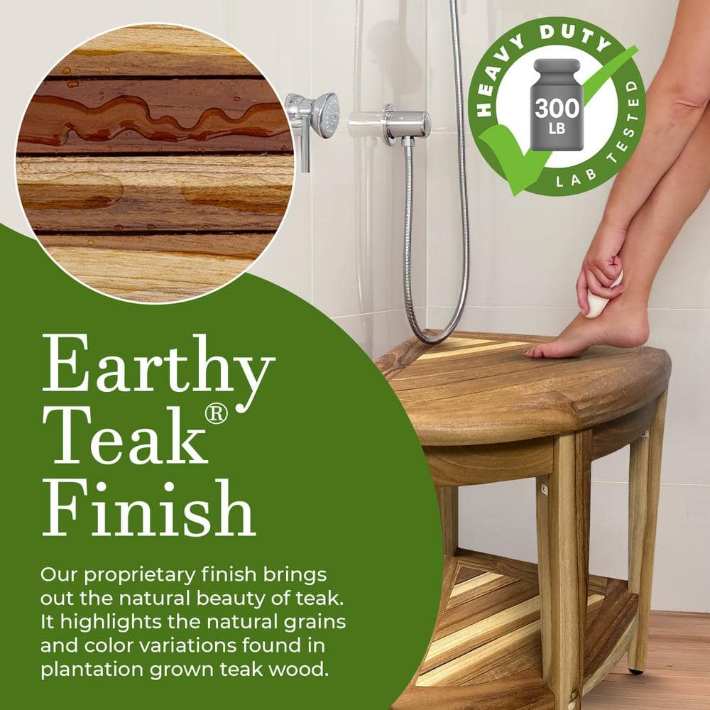 18" Tall Teak Corner Shower Shelf with Storage