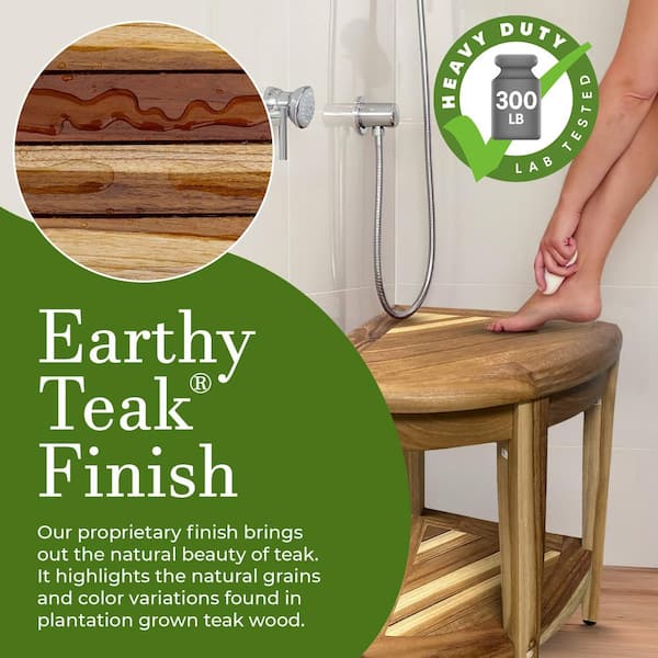 EcoDecors 17 Inch Satori Teak Shower Bench Teakwood Shower Bench Inside  Shower Bathroom Wood Stool & Reviews