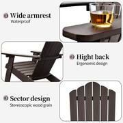 Lanier 5-Piece Brown Recycled Plastic Patio Conversation Adirondack Chair Set with a Grey Wood-Burning Firepit