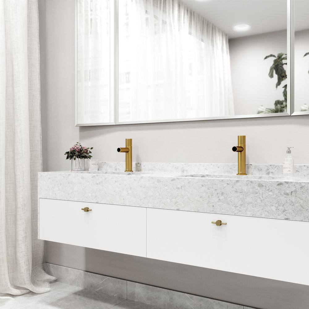 Ashford Matte Brushed Gold High Arc Single-Hole Bathroom Faucet