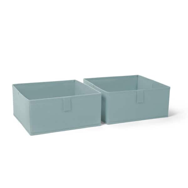 Kids 2pc Folding Storage Bins Set - 2 Sea Green 10.5”x10.5"x5" Bin Organizers with Handles, Foldable Cube Storage