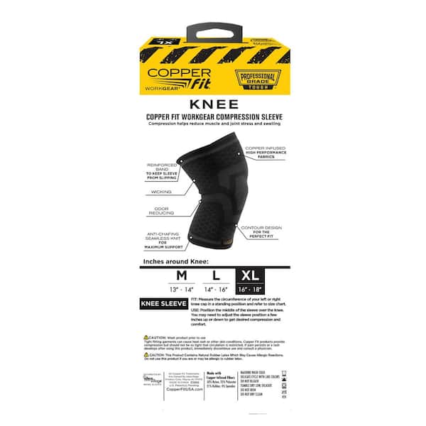 Copper Fit Knee Supports, Knee Style: Open, Style: Slip-On, Size: XX-Large, Fits  Knee Size (Inch): 21 - 24, Material: 85% Polyester,15% Spandex, Color:  Black CFPROKNXXL - 96714126 - Penn Tool Co., Inc